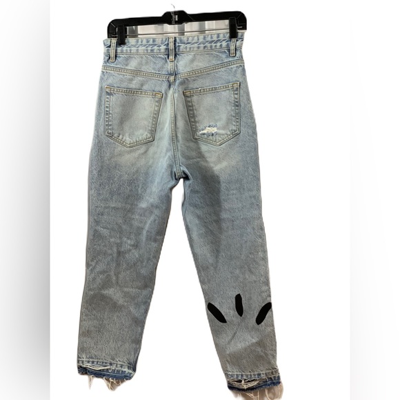 Zara Destroyed Graffitti Jeans 29 Loose Crop Unisex? Mens Womens. - Picture 2 of 11